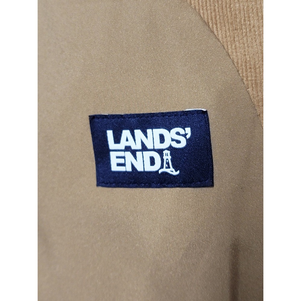 Lands End Mens Size 42 Tall Tan Blazer Sport Coat Jacket Corduroy Elbow Patches - Picture 3 of 10